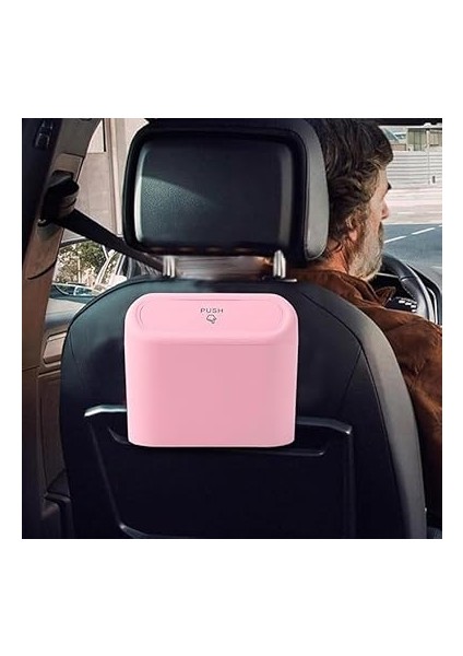 Aksesuar Araba Çöp Kutusu Portatif Araç Içi Taşınabilir Kapaklı Organizer Çöp Kovası (Pembe) fırsatları