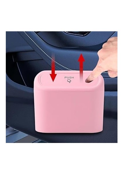 Aksesuar Araba Çöp Kutusu Portatif Araç Içi Taşınabilir Kapaklı Organizer Çöp Kovası (Pembe) indirimleri