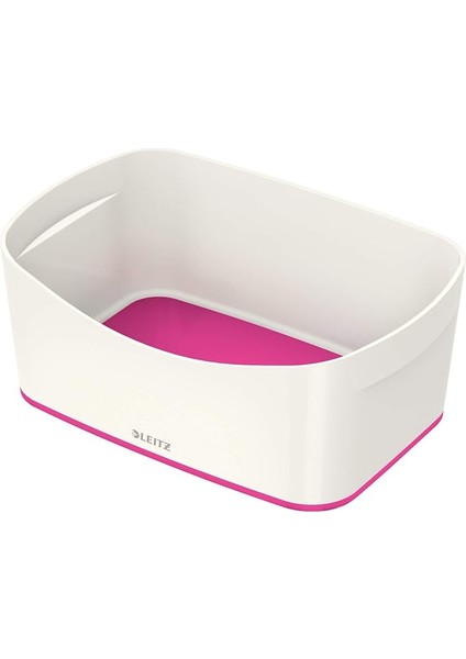52571023 A5 Mybox Masaüstü Saklama Kutusu, Parlak Görünüm, Plastik, Beyaz/metalik Pembe