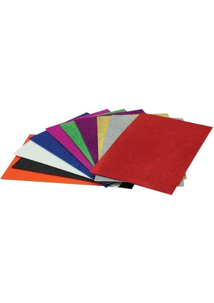 Eva 20 x 30 cm 10 Renk 2 mm Simli, Yapışkanlı