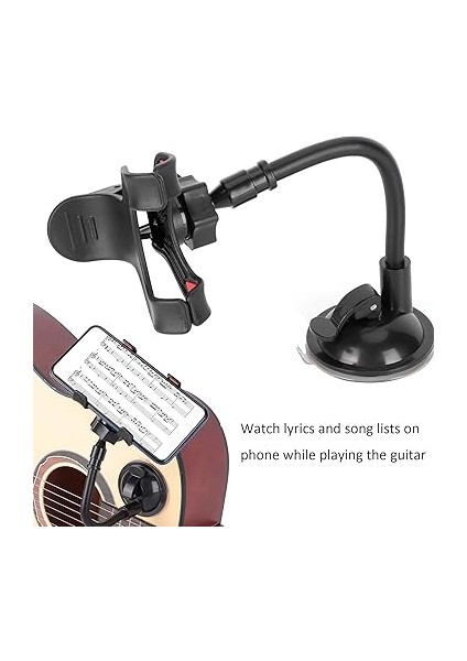 Müzisyenler Için Easy Lyric Görüntüleme Için 360 ° Rotasyon Vantuzlu Gitar Telefon Tutucu indirimleri