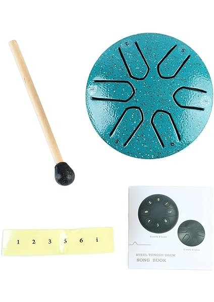 Dil Davul, 6 Not Çelik Endişesiz Handpan Vurmalı Çalgı Meditasyon Yoga Için Baget Ile (Yeşil) Işlenme Aracı fiyatları