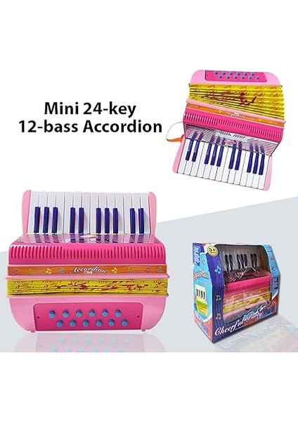 Mini Akordeon Malzemesi Hoş, Keyifli Ses, Uzun Kayış Düğmesi Akordeon Noel Şimdiki Hafif Müzik Aleti Hızlı Müzik Aleti Pembe (Pınk) modelleri
