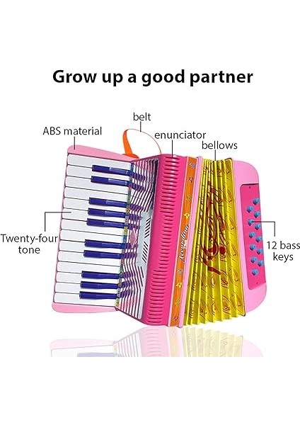 Mini Akordeon Malzemesi Hoş, Keyifli Ses, Uzun Kayış Düğmesi Akordeon Noel Şimdiki Hafif Müzik Aleti Hızlı Müzik Aleti Pembe (Pınk) fırsatları