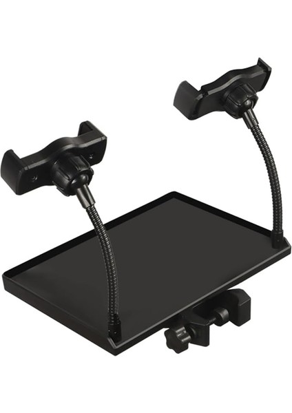 Mikrofon Standı Tepsisi Çok Fonksiyonlu Müzik Standı Aksesuarı Telefon Tutucu ile Kelepçe Canlı Yayın ve Kayıt Için Uygun Yüksek Kenarlı Güvenli Tasarım