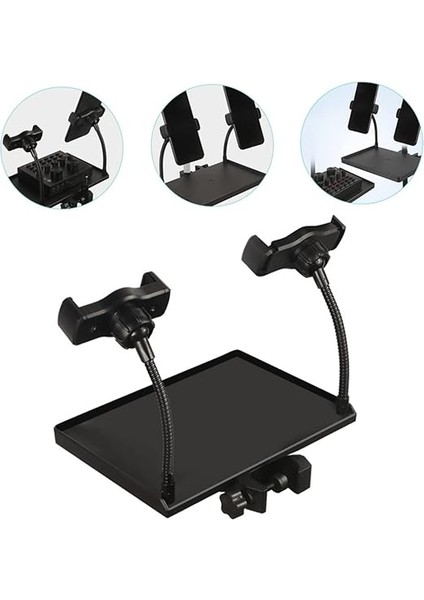 Mikrofon Standı Tepsisi Çok Fonksiyonlu Müzik Standı Aksesuarı Telefon Tutucu ile Kelepçe Canlı Yayın ve Kayıt Için Uygun Yüksek Kenarlı Güvenli Tasarım fiyatları