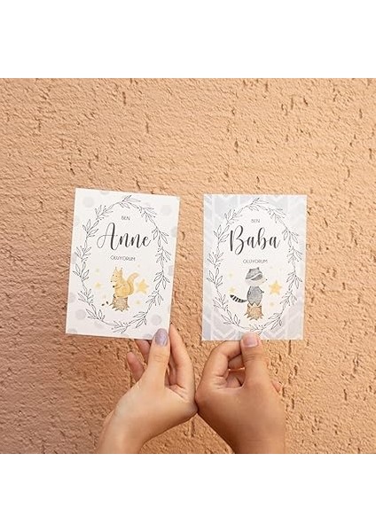 Woodland Hamile Anı Kartı - 24’lü Gebelik Fotoğraf Çekim Kartları - Hamilelik Duyuru Kartları modelleri