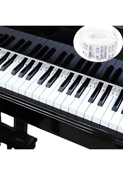 Başlayanlar Için Piyano Kılavuzu, Çıkarılabilir Piyano Klavyesi Nota Etiketleri, 88 Tuş Için, Tam Boy, Silikon, Tekrar Kullanılabilir, Çıkartma Gerekmez, Kutu ile Birlikte Gelir