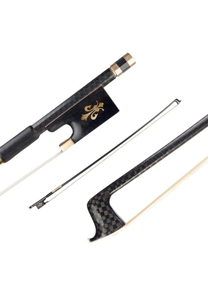 4/4 Keman Fiddle Yay Karbon Fiber Yuvarlak Sopa Abanoz Kurbağa Atkuyruğu Saç Iyi Dengeli