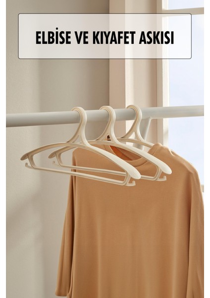 3 Lü Geniş Kıyafet ve Elbise Askısı Beyaz 43 cm Aski