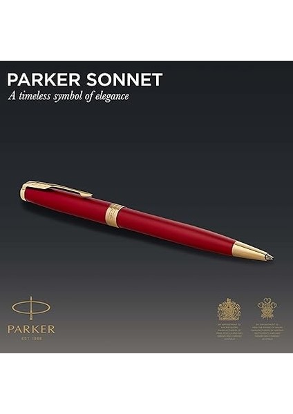 Sonnet Lake Kırmızı Altın Tasarımlı Tükenmez Kalem, Orta Kalınlıkta Uç, Mavi Mürekkep fiyatları