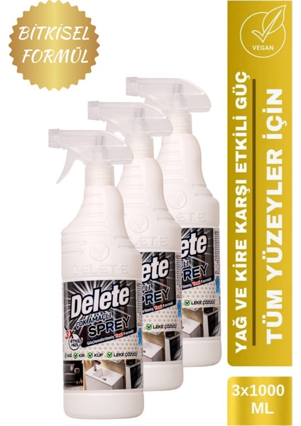 Etkili Çok Amaçlı Temizlik Spreyi - Yağ, Kir ve Leke Çözücü Avantajlı Ekonomik Paket 3 x 1 Litre