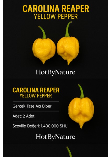 Carolına Reaper Yellow Pepper / 1.8 Milyon Scoville - Gerçek Taze Acı Biber