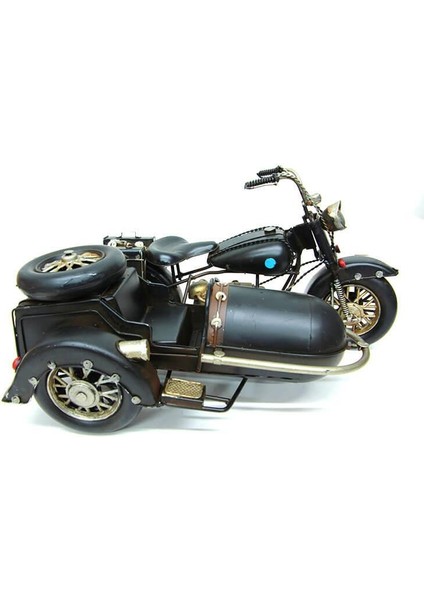 Dekoratif Metal Motosiklet Sepetli Biblo Dekoratif Hediyelik
