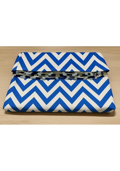 Bağcıklı Halkalı Kornişli Kahve-Krem Zikzak Su Geçirmez Balkon Perdesi Branda