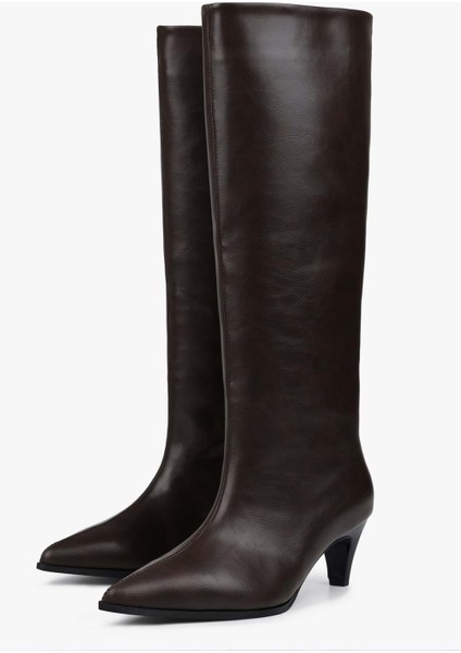 Kadın Lula Kahve Cilt Kısa Sivri Topuklu Çizme fiyatları