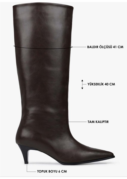 Kadın Lula Kahve Cilt Kısa Sivri Topuklu Çizme modelleri