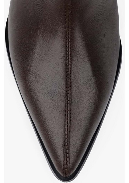 Kadın Lula Kahve Cilt Kısa Sivri Topuklu Çizme indirimleri