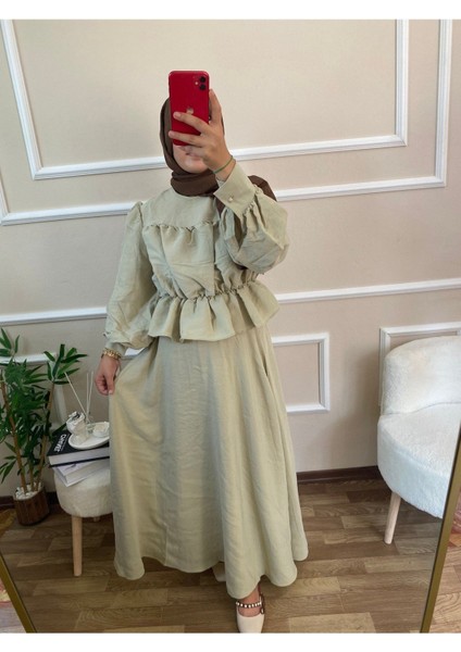 Kadın Büzgülü Gömlekli Etekli Takım M41355 - Küf Yeşili fiyatları