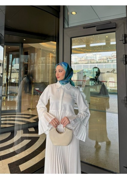 Piliseli Etek Üstü Gömlek M8967 - Ekru fiyatları