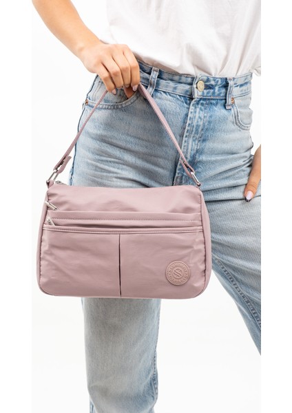 Sanmorris Glc Kadın 4009 Suya Dayanıklı Paraşüt Kumaş 5 Gözlü Siyah Renkli Çapraz Askılı El ve Omuz Çantası