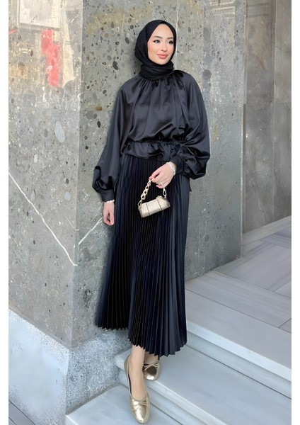 Kadın Beli Lastikli Pileli Etek, Tesettür Etek, Standart Beden (Henza) fiyatları