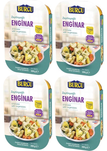 Zeytinyağlı Enginar 200 gr x 4 Adet