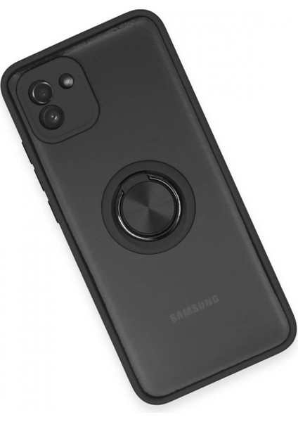 Samsung Galaxy A03 Kılıf Montreal Yüzüklü Silikon Kapak - Siyah modelleri