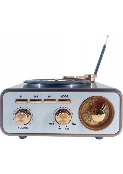 SP-425 Usb-Sd-Fm-Bluetooth Destekli Şarjlı Nostaljik Retro Radyo - Gri indirimleri