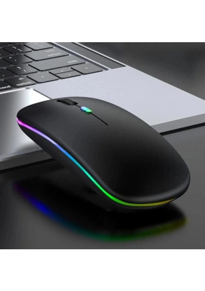 Şarjlı Kablosuz Sessiz Mouse Rgb LED Işıklı Ultra Slim USB 2.4ghz Siyah Ledli 800/1200/1600DPI fiyatları