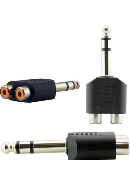6.3 mm Erkek - 2 Rca Dişi Çevirici Jack