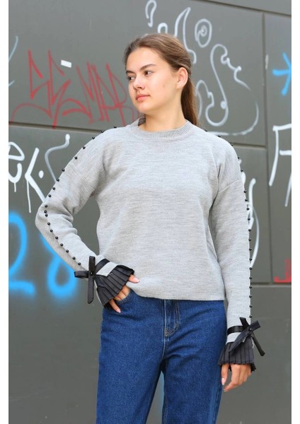 Drnds Boncuklu Bile Detaylı Kazak Gri (Beden: Standart) fırsatları