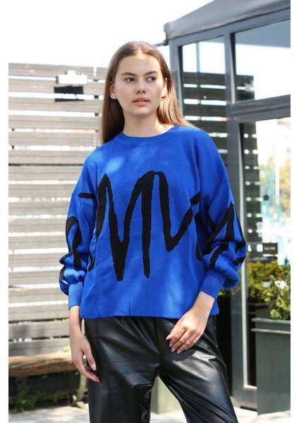 Drnds Siyah Çizgili Bisiklet Yaka Kazak Saks (Beden: Standart) fiyatları