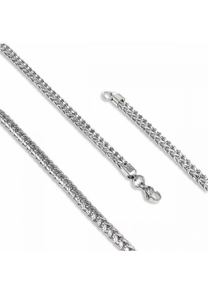 Erkek Köşeli Kral Bakla Örgülü Çelik Kolye 4mm