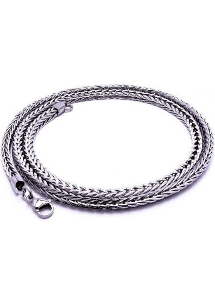 Erkek Köşeli Kral Bakla Örgülü Çelik Kolye 4mm fiyatları