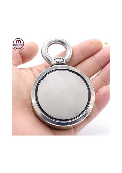 Magneteksan Çift Taraflı (Double Sided) Pot Mıknatıs Ø60 mm Fishing Magnet - 360° Çekim Gücü - 150-200 kg - Deniz Mıknatısı indirimleri