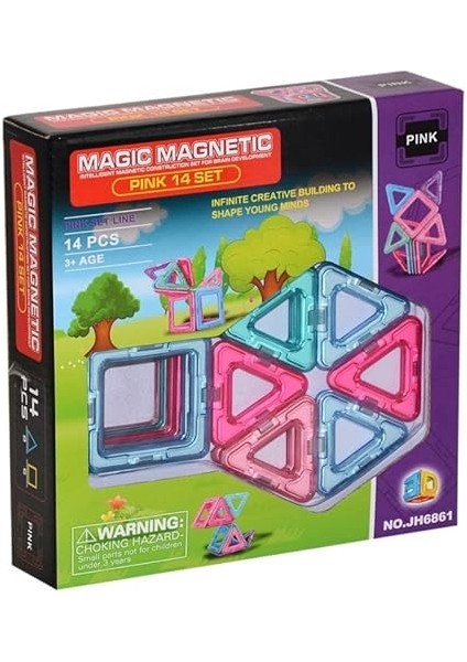 Magic Magnetic Manyetik 14 Parça Kare Üçgen Pink Set KZL-JH6861 fiyatları