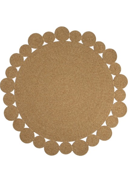 Reygon Ege 7 Hasır Daire Dekoratif El Örgüsü Kilim Yolluk Halı