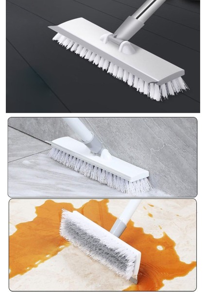 Çok Amaçlı Çekpaslı Yer Fırçası Banyo Fayans ve Halı Temizleme Fırçası Uzun Saplı