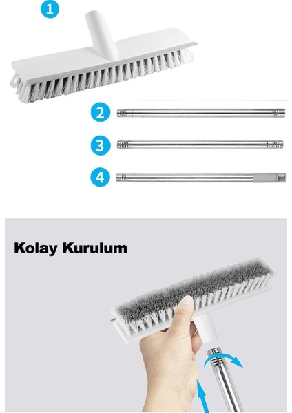 Çok Amaçlı Çekpaslı Yer Fırçası Banyo Fayans ve Halı Temizleme Fırçası Uzun Saplı modelleri