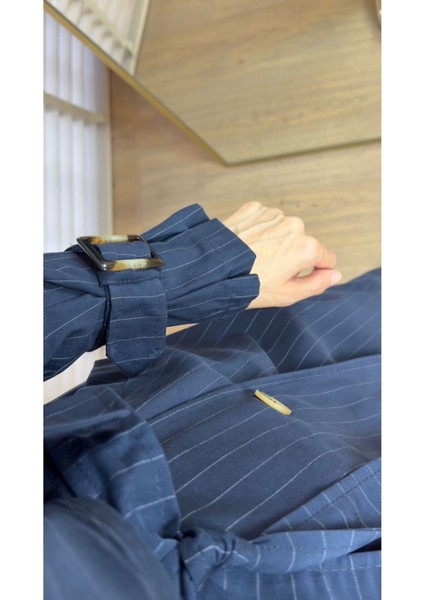 Kadın Ceket Yaka Kol Detaylı Trençkot Lacivert fırsatları