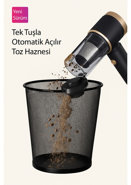 15000PA Güçlü Vakumlu Kablosuz Üflemeli LED Işıklı Araç Süpürgesi - El Süpürgesi - Yeni 2025