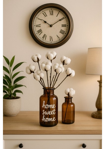 Pamuk Çiçekli Home Sweet Home Vazo