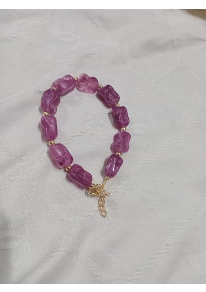 Mor Kesmeşeker Desenli Bileklik