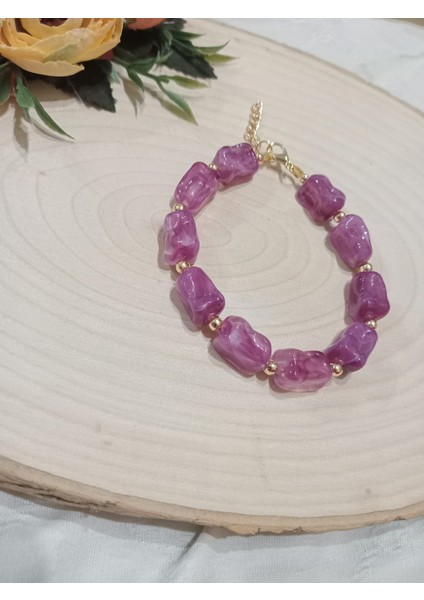 Mor Kesmeşeker Desenli Bileklik modelleri