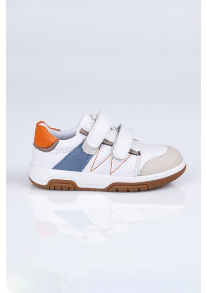 040 Hakiki Deri Spor Ayakkabı B. Beyaz-Turuncu - 22 fiyatları