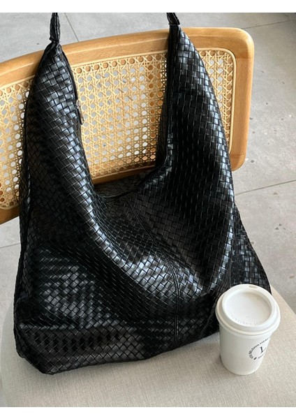 Siyah Örgü Tote Çanta