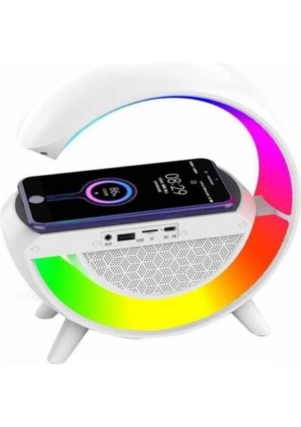 Ieg® Bluetooth Hoparlör G Şekli Atmosfer Akıllı Rgb Lamba Wireless Kablosuz Şarj