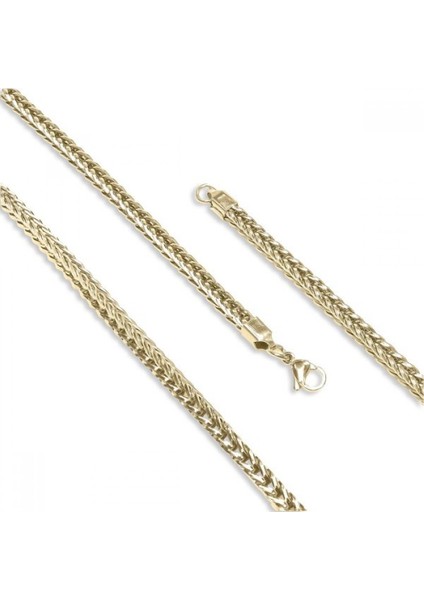 Erkek Köşeli Kral Bakla Örgülü Çelik Kolye 4mm