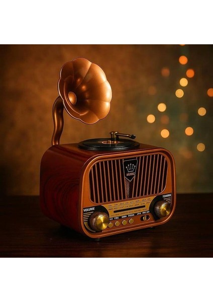 SP-428 Usb-Sd-Fm-Bluetooth Destekli Şarjlı Nostaljik Retro Radyo - Kahverengi indirimleri